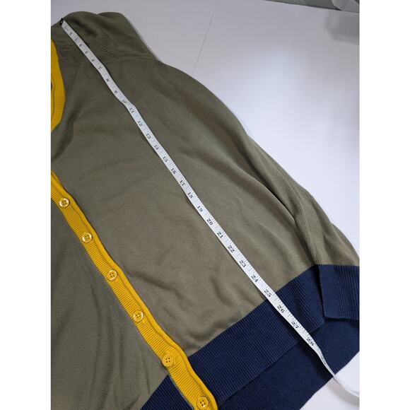 Talbots Sweater Womens 3x Green Colorblock Cardigan Lightweight - Picture 8 of 9